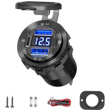 72 W USB lizdas 12 V 5 in 1 automobilio įkroviklio lizdas su įjungimo/išjungimo jungikliu LED voltmetras 3 įkrovimo prievadai RV valtis jūrų transporto priemonė