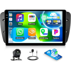 CAMECHO 9 colių 4+128G Android 15 palydovinės navigacijos automobilinis radijas Seat Ibiza 2009-2013 su GPS WiFi FM RDS, belaidis Carplay Android automobilinis Bluetooth radijas Incell HD jutiklinis ekranas su atbulinės eigos kamera + Canbus