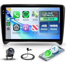 4G + 128G Rimoody Android automobilinis radijas Audi TT MK2 8J 2008-2014 9 colių stereo Audi TT su belaidžiu Carplay Android automobiline navigacija GPS Mirror Link Bluetooth FM/RDS/EQ/USB WiFi vairo valdymas