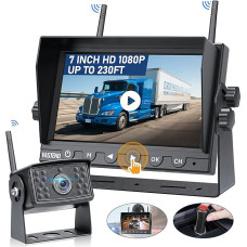 Belaidis atbulinės eigos kameros rinkinys HD 1080P 7 colių monitorius ir IP69 vandeniui atspari atsarginė kamera Stabilūs skaitmeniniai signalai 150° plataus kampo atbulinės eigos kameros naktinio matymo rinkinys furgonams, automobiliams, sunkvežimiams, p