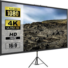 VEVOR 16:9 Projector Screen 100 Inch 4K HD Presentation Screen Tripod Projection Surface 227 x 127 cm Roller Screen 160 Degree Viewing Angle Canvas 200-250 cm Height Adjustable for Home Cinema Meeting Room