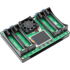 4 kanalų 18650 akumuliatoriaus talpos testeris DC5V su LCD ekranu ir C tipo, automatinis vidinės varžos testeris su aktyvaus aušinimo ir įkrovimo-iškrovimo funkcija, skirtas ličio akumuliatoriams