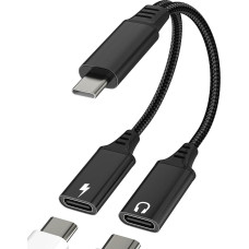 USB C Splitter (2in1) Adapter Kopfhörer Typ C Ladegerät AUX Audio Dongle Dual Jack Port Kabel Adapter Konverter für iPad DAC Schnellladung für Apple iPhone 17 16 15 Pro Max Kompatibel mit Samsung