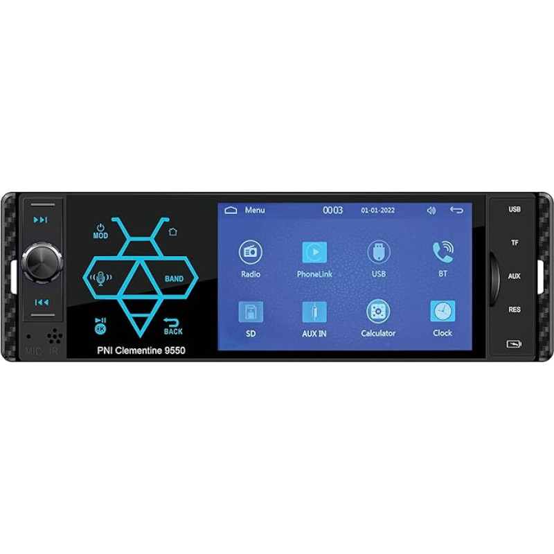 PNI Clementine 9550 Automobilinis MP5 grotuvas 1DIN ekranas 4 colių 50Wx4 Bluetooth FM radijas Carplay RDS funkcija