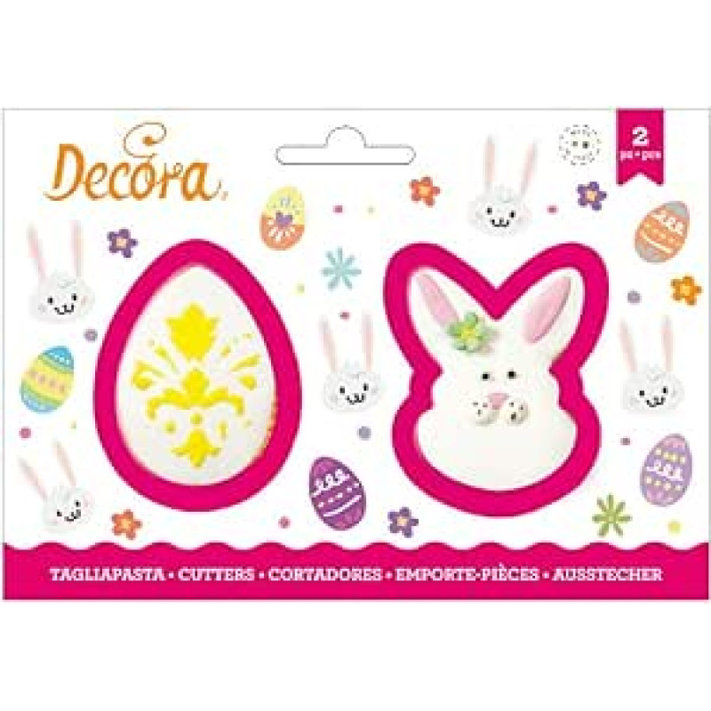 DECORA 0255074 Plastikinis kiaušinio ir triušio veidelis 2 dalių 8/9 x 2,2 cm