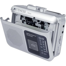 Retekess TR606 kasetinis magnetofonas, magnetofonas, FM AM radijas, nešiojamasis kasečių grotuvas, 2 maitinimo šaltiniai, greitas persukimas pirmyn ir atgal, senų kasečių atkūrimas (sidabrinis)