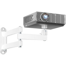 WALI Faltbare Projektor-Wandhalterung, universal, verstellbar, Aluminiumlegierung, Projektorständer, 6,35 mm M4 M6 Schraubengröße, (1330LM-PMW), Weiß