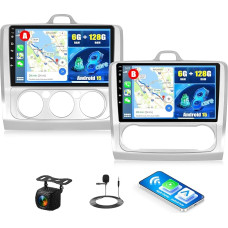 SIXWIN 8 Core 6+128G Android 15 Autoradio für Ford Focus Exi MT 2 3 Mk2/Mk3 2004-2011 mit Carplay/Android Auto/DSP,9 Zoll HD Touchscreen mit WiFi/GPS/Bluetooth 5.0/FM/RDS/EQ+Rückfahrkamera