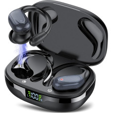 CASCHO Wireless Earbuds, 60Hrs Playtime Bluetooth Headphones, Bluetooth Headphones 5.3, Deep Bass Stereo HD Mic, In-Ear IP7 Waterproof Earphones with Ear Hooks, USB-C, for Sports iOS/Android, Black