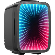 LIGIANT MF01C Mini Fridge with 7 Light Modes & Flashing Marquee Effect, Quiet Cooling/Warm Function, AC/DC, 4L/6 Cans, for Gaming Room, Bedroom, Office & Car