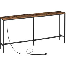 MAHANCRIS Console Table with Charging Station, 180cm Narrow Sofa Table, Industrial Entrance Table with USB Ports, Side Table for Entryway, Hallway, Foyer, Living Room, Vintage Brown ACTHR18UE01