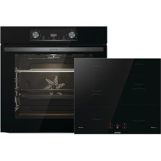 Gorenje Black Induction Set 2, Combination of Self-sufficient Hob GI6401BSC and Built-in Oven BOS6737E06BG, 77L, Made in Europe, ExtraSteam, AirFry, PizzaMode 300°C, PerfectGrill, Black