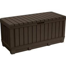 Keter Kentwood Auflagenbox mit Holzoptik, 350l Kapazität, braun, Kissenbox, 128x53.6x59cm, wetterfest