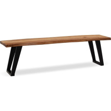 FineBuy Dining Room Bench 180 x 40 x 45.5 cm Acacia Solid Wood/Metal with Wane, Modern Dining Table Bench, Solid Wooden Bench without Backrest, Kitchen Bench Dining Bench with U Legs, Dining Bench