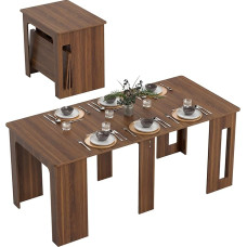 HOMCOM valgomojo stalas, 60-180 x 85 cm, išskleidžiamas virtuvės stalas iki 6 žmonių, modernus valgomojo stalas svetainei, valgomajam, virtuvei, rudos spalvos