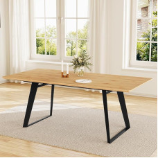 HIPIHOM Dining Table with 4-6 Chairs Set Extendable Dining Table 130-170 cm - Dining Set MDF Table Top & Metal Frame, Kitchen Table/Dining Room Table for 4-6 (1 Dining Table)