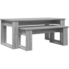 Couchtisch Set 2-teilig Grau Holzwerkstoff mit rechteckigem Design, modernes Kaffeetisch Set 2 Stück Grau Holzwerkstoff für das Wohnzimmer