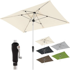 Doppler SL-AZ Aluminium Parasol 220 x 140 cm Rectangular Crank Umbrella Modern Design Strong UV Protection 220 x 140 cm, off-white