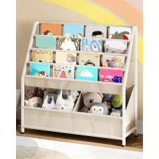 CHOEZON Children's Bookcase, Kids Shelf, Toy Rack, Book Organiser, for Nursery, Bedroom, Toddler Montessori Toy Organiser, Beige DTCW09WM