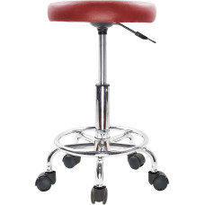KKTONER Round Rolling Stool PU oda su kojų atrama Besisukanti reguliuojamo aukščio medicinos Spa piešimo salonas tatuiruotė darbo biuro užduočių kėdė juoda raudona