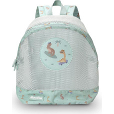 Smėlio nepraleidžianti kuprinė Lengva ir kvėpuojanti, greitai džiūstanti Reguliuojamos paminkštintos petnešos Puikiai tinka rankšluosčiams ir paplūdimio žaislams Cool Dinos