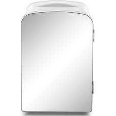 Iceman Mirrored 4 Litre Mini Fridge Skin Care Makeup Storage Serums and Face Masks Small for Desk or Travel Cool & Heat Cosmetic Use White