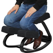 Ergonomiška klūpanti kėdė iš medžio masyvo su supimo funkcija, paminkštinta sėdyne ir kelių pagalvėle biurui, namų biurui ir mokymuisi, iki 100 kg