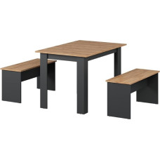 Vicco Sentio Dining Table Set, Anthracite/Goldkraft Oak, 112 x 73.6 cm with 2 Benches, Suitable as a Dining Set for Small Rooms and Kitchens
