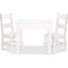 Melissa & Doug | Medžio masyvo stalas ir kėdės | Vaikų baldai | Tvirti mediniai baldai | Puiki dovana mergaitėms ir berniukams - idealiai tinka nuo 3,4, 5 metų ir vyresniems vaikams