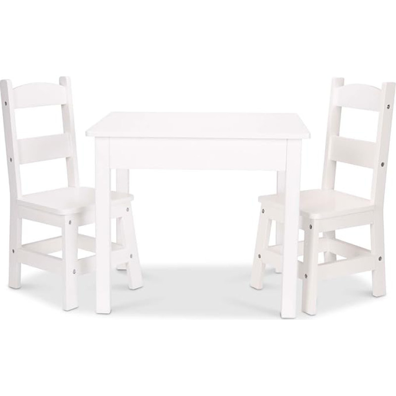 Melissa & Doug | Medžio masyvo stalas ir kėdės | Vaikų baldai | Tvirti mediniai baldai | Puiki dovana mergaitėms ir berniukams - idealiai tinka nuo 3,4, 5 metų ir vyresniems vaikams