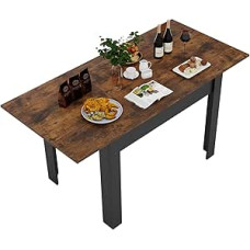 ARTETHYS Extendable Dining Table 105/150 x 70 cm, Industrial Kitchen Tables, Dining Room Table, Rectangular Table Top for 4-6 People, Wooden Table with Metal Legs, Table for Dining Room, Kitchen