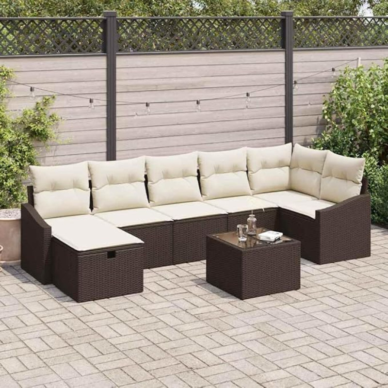 Poly Rattan Sofa Set 7 Stück Outdoor Sofagarnitur 7-teilig für Terrasse und Garten mit Kissen