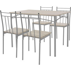 ML-Design Dining Table with 4 Chairs, Light Oak, Dining Set 5-Piece for 4 People, Wood, Dining Room Chairs with Metal Legs, Kitchen Table Set, Dining Room Set, Dining Room Set, Dining Room Set for