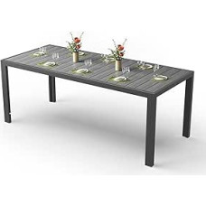 JUMMICO aliumininis medinis sodo stalas, atsparus oro sąlygoms 150 cm arba 189 cm lauko stalas, tvirtas valgomojo stalas sode ir terasoje