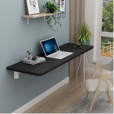 Schwebender, an der Wand montierter, klappbarer Küchentisch für multifunktionalen Arbeitsbereich, Schwarz, 35,5 x 20 Zoll