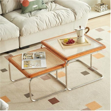Couchtisch-Set, Vintage-Kunststoff-Rattan-Weberei für Wohnzimmer und Schlafzimmer, idealiai tinka mažoms patalpoms