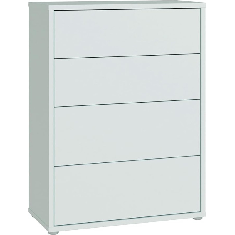 Forte Alice Springs Komoda 70 80, modern-minimalistisch, 4 Schubladen, Wohn-/Schlafzimmer, Holzwerkstoff, Secret Grey, 74,5 cm breit x 99,1 cm hoch x 34,9 cm tief