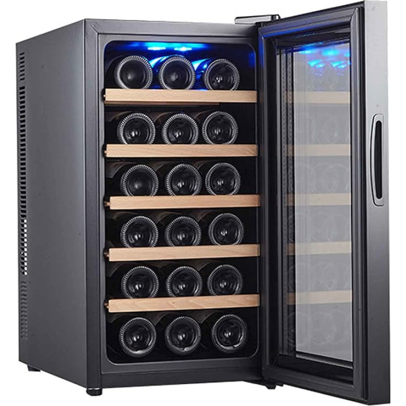 Mini-Getränkekühlschrank, Weinschrank mit konstanter Temperatur, einstellbare Temperatur, freistehender Thekenkühlschrank, leiser Kompressorbetrieb (Atmosphärisches Schwarz)