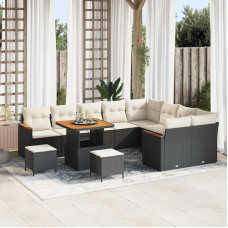 Modulares Gartensofa-Set 12-teilig mit Kissen in Schwarz aus Poly Rattan - Lauko sofos komplektas sodui ir terasai