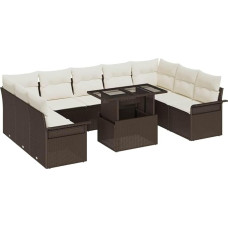 Modulares Garten Sofa Set 10 teilig Braun Poly Rattan Outdoor Möbel Gartenmöbel Set 10 Stück mit Kissen