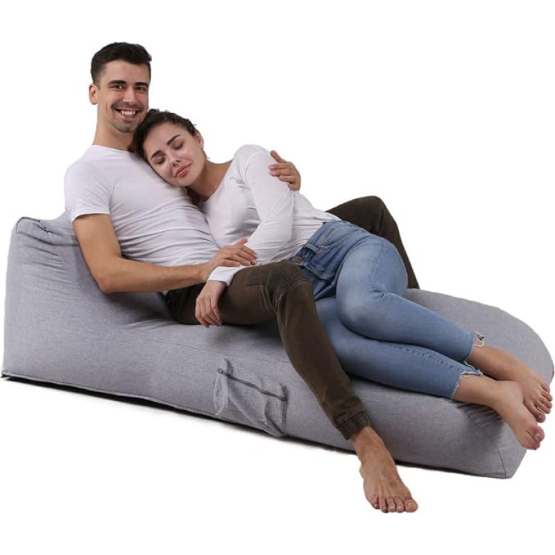 Bean Bag Lounger Vidinis Ticking Vokietijos kokybės užpildas Mikro karoliukai EPS Bean Bag užpildas Recliner kėdė (pilka)