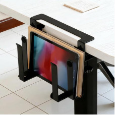 Hanging Laptop Organiser: Double Layer No Drill Desk Side Storage for Laptop, Adjustable Desk Side Laptop Holder for Laptop, Pro, Documents