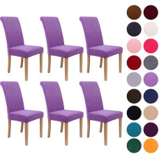 Colorxy Velvet kėdžių dangteliai valgomojo kambariui 6 minkštų tempimo kėdžių apsaugų nuimami ir skalbiami šviesiai violetiniai