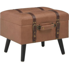 vidaXL Stool with Storage Space Ottoman Seat Chest 40 cm Brown Faux Leather