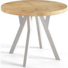 Apvalus išskleidžiamas valgomojo stalas - modernus svetainės ir virtuvės stalas - tvirtos konstrukcijos stalas, skersmuo 100 cm - 200 cm - spalva 