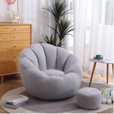LDIW Bean Bag Cover without Filling, Removable Cover, Made of Premium Linen, for Organising Plush Toys or Memory Foam Filler, Light Grey, 90 cm x 75 cm