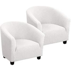 LINGKY High Stretch Club Sofa Cover Jacquard Spandex vonia kėdės dangtelis Skid Resistance Baldų apsauga Stretch Fabric Super Soft Couch Protective Cover (Ivory, Set of 2)