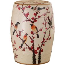 Keraminė sodo taburetė, keraminė taburetė, Chinoiserie sėdynė, šoninis staliukas, augalų stovas, vidaus / lauko sodo taburetė, dekoratyvinė sodo taburetė, skirta sodui, svetainei, terasai (White Plum Blossom)