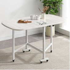 Klappbarer Esstisch mit Klappblatt und Rädern - PVC-Platte, Stabiler Rahmen aus Karbonstahl, Tragkraft 150 kg - idealiai tinka ESS- und Wohnzimmer (Farboptionen verfügbar) Auf der Such