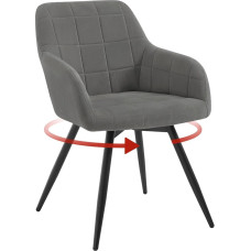 WOLTU EZS85dgr-1 sukamoji valgomojo kėdė, aksomo paminkštinta ergonomiška virtuvės kėdė su metalinėmis kojelėmis, valgomojo kėdė su atlošu ir porankiais virtuvei, svetainei, balkonui, tamsiai pilka